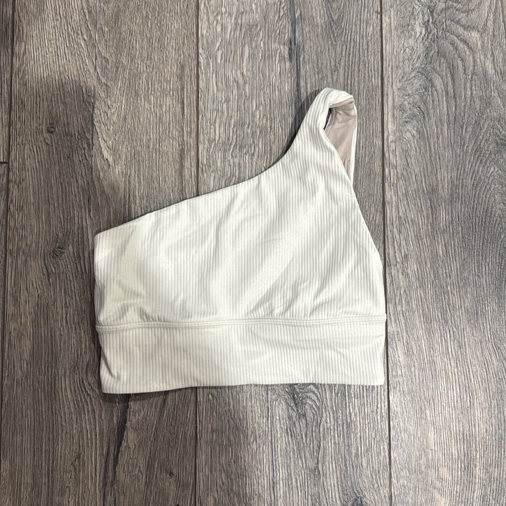 • Lululemon •  Align Asymmetrical Ribbed Bra Bone Radiate Transparent Foil 4 - Picture 4 of 5